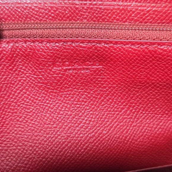 COACH RED LONG ZIP WALLET - Picture 10 of 11